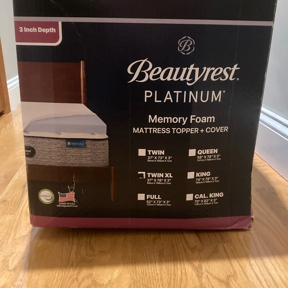 Beautyrest Platinum Memory Foam Mattress Topper Tein XL